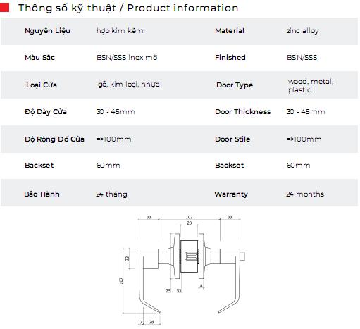 [HCM]Khóa tròn gạt VICKINI 31685.001 SS trắng
