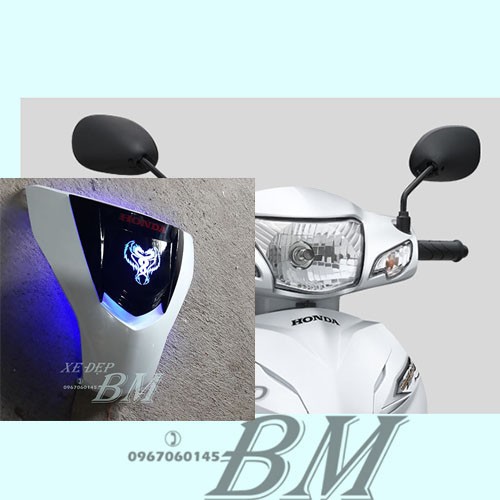 Mặt nạ 2 tầng wave 110 trắng độ led ĐẸP