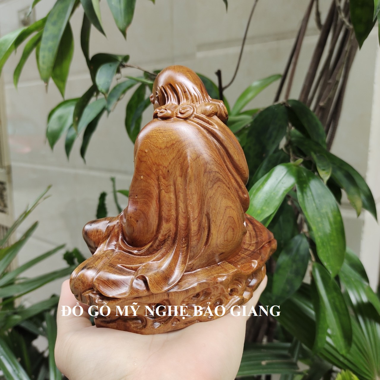 Buddha Statue of Dharma Master Made of Green Cypress Wood