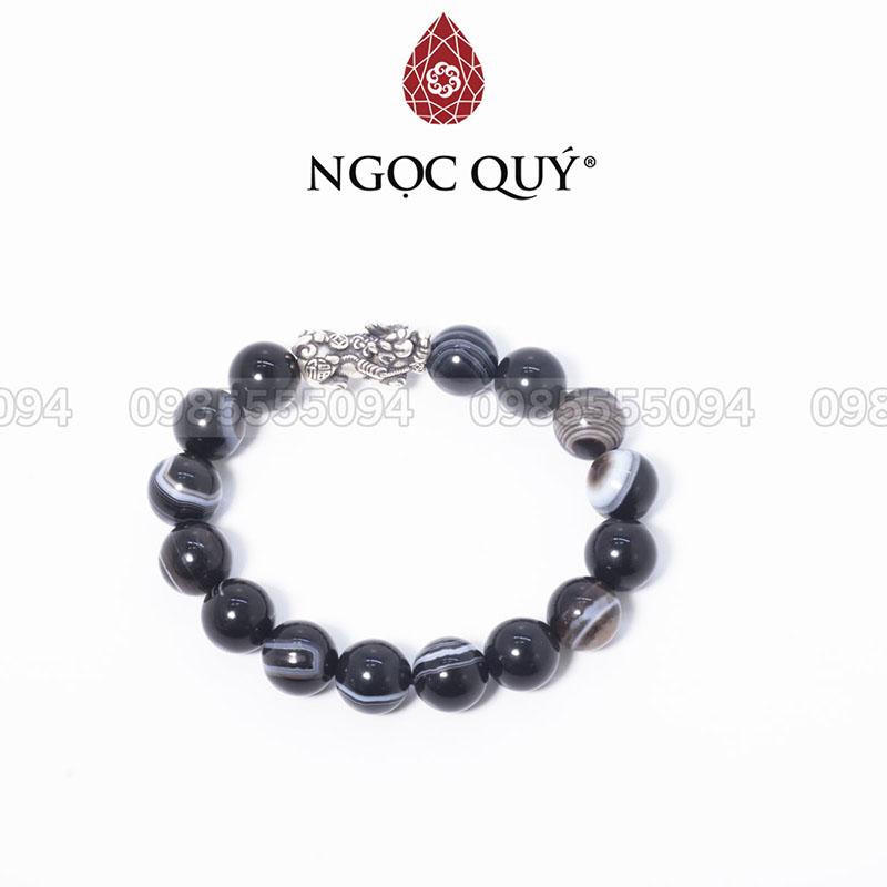 Vòng Mã Não Mắt Rồng Phối Tỳ Hưu Bạc