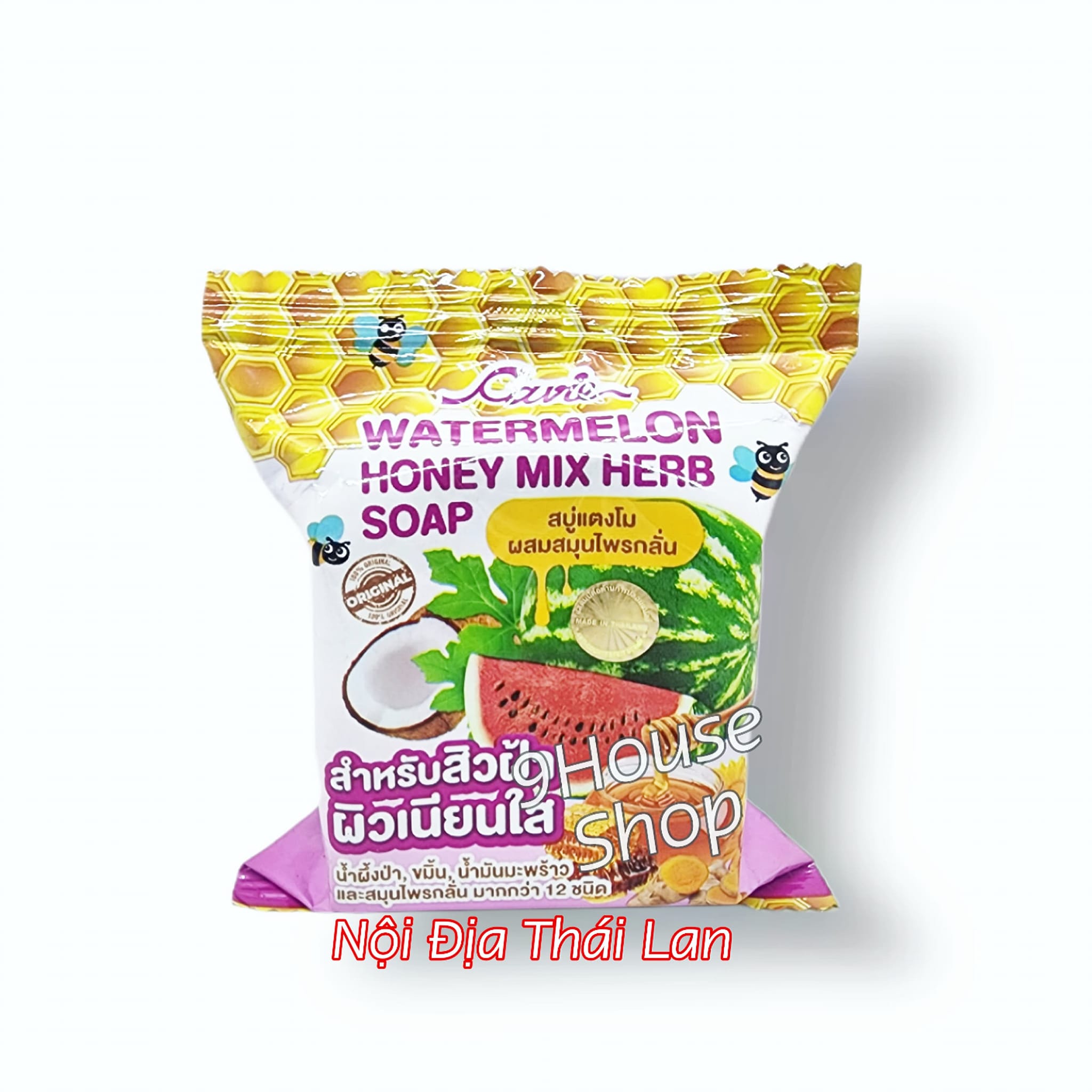 01 cục xà phòng dưa hấu mật ong cavier watermelon honey mix herb soap 65gram thái lan