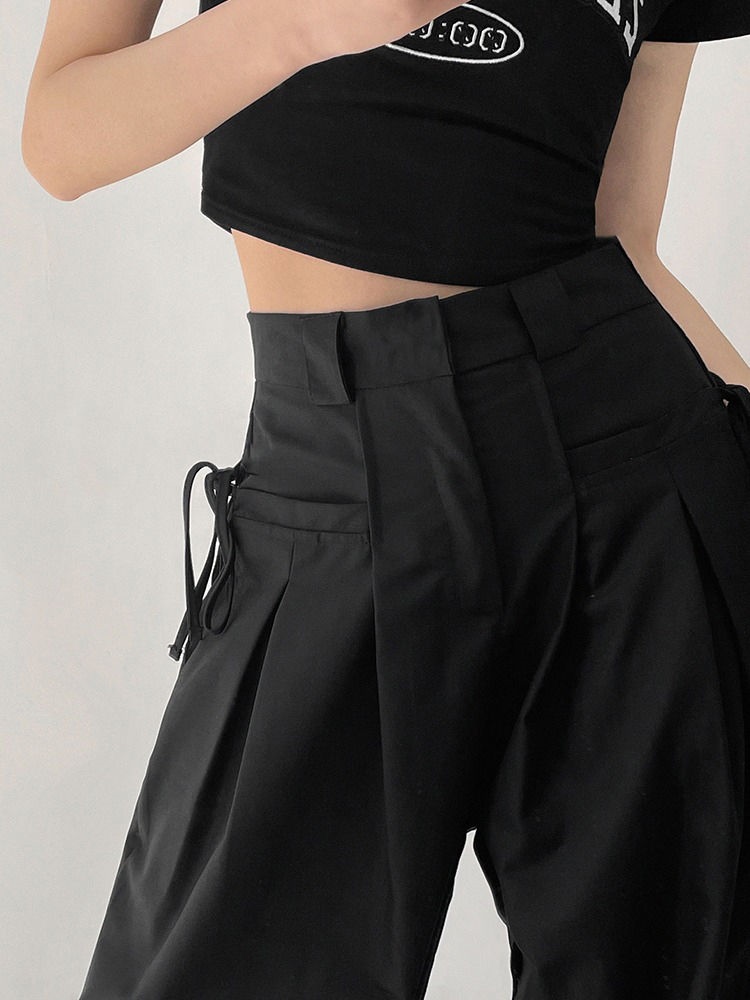 Uniqlo High-end 2023 NEW 美式工装裤子女2023新款春秋夏季薄款垂感高腰西裤运动休闲阔腿裤