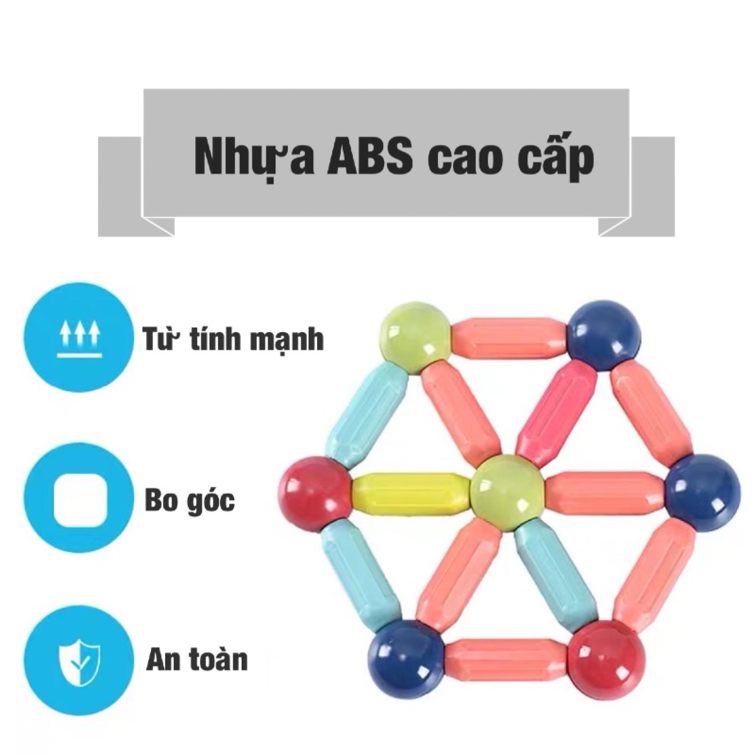 Bộ xếp hình nam châm đồ chơi xếp hình nam châm thông minh an toàn