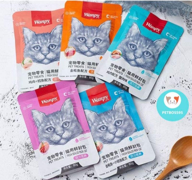 Pate Wanpy Cho Mèo Gói 80g (Nhiều vị) - Thơm Ngon Bổ Dưỡng