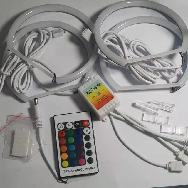 ✥◎۞ bowen rgb led angel eye headlight multi-color remote control colorful aperture for bmw e36 e38 e39 e46 4x131 mm accessories