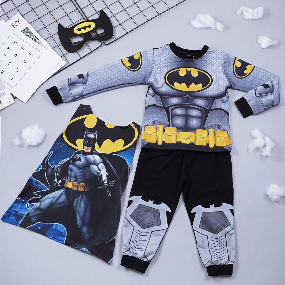 [HCM]Bộ quần áo siêu nhân người dơi LV3 tay dài choàng 3D cho bé