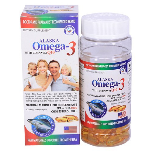 Alaska omega-3 with coenzym q10 chai 100 viên