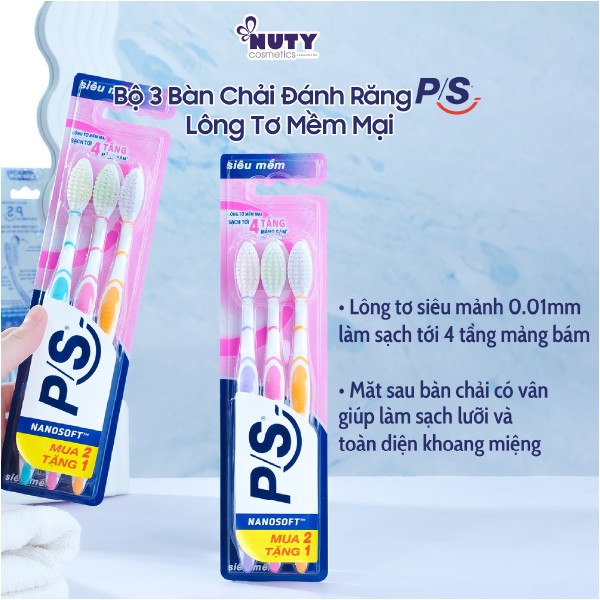 Bộ 3 bàn chải P/S lông tơ mềm mại