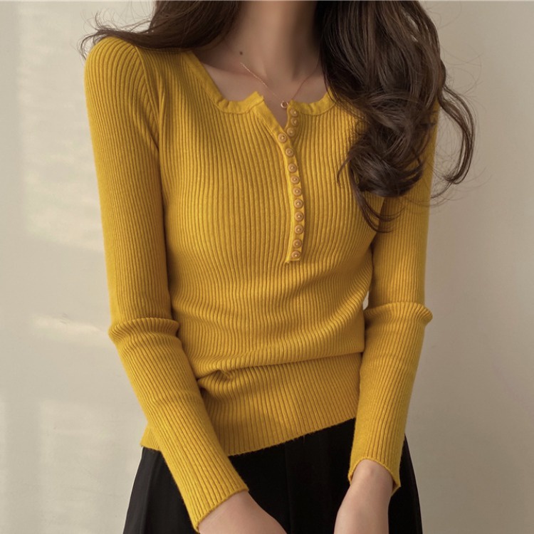 ÁO len nữ dài tay nhiều khuy cúc dọc