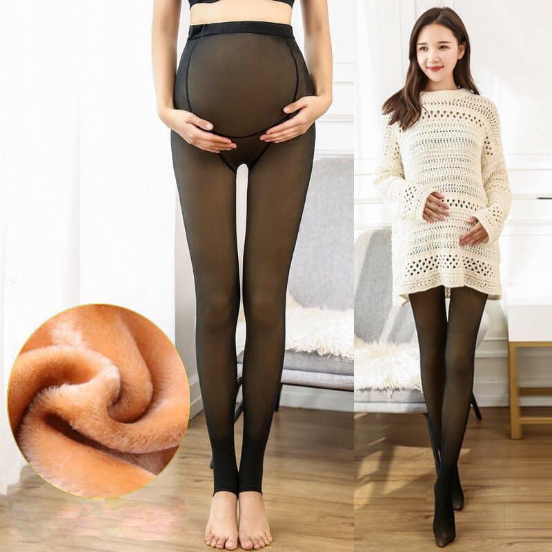 Quần tất bầu lót lông form rộng thoải mái đến 75-80kg.