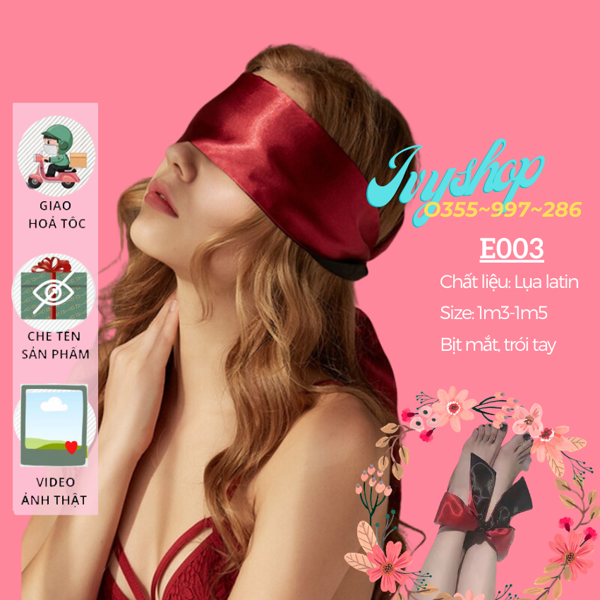 Băng Đô Lụa Bịt Mắt , Trói Tay 2 trong 1 Siêu Xinh - Ivyshop - E003