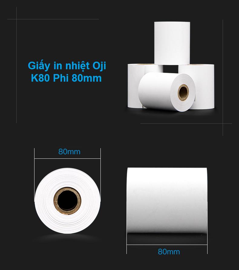 5 Cuộn Giấy In Nhiệt K80 Phi 80 (80x80mm)