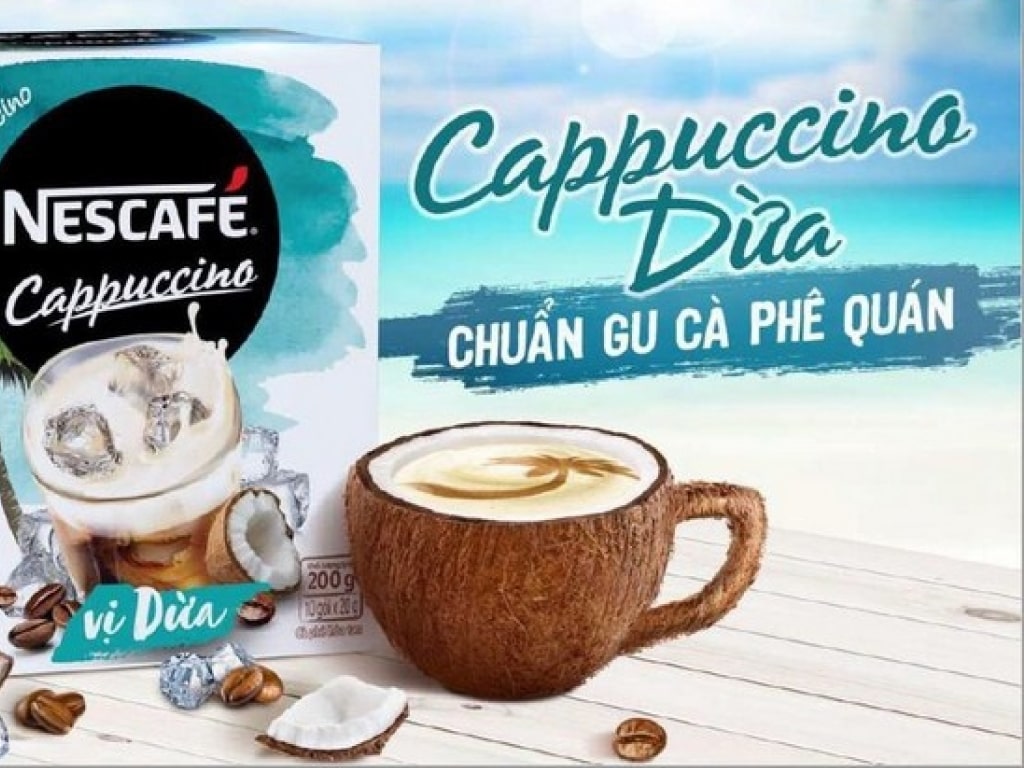 Cà phê hòa tan NESCAFÉ Cappuccino Vị Dừa (Hộp 10 gói x 20g)