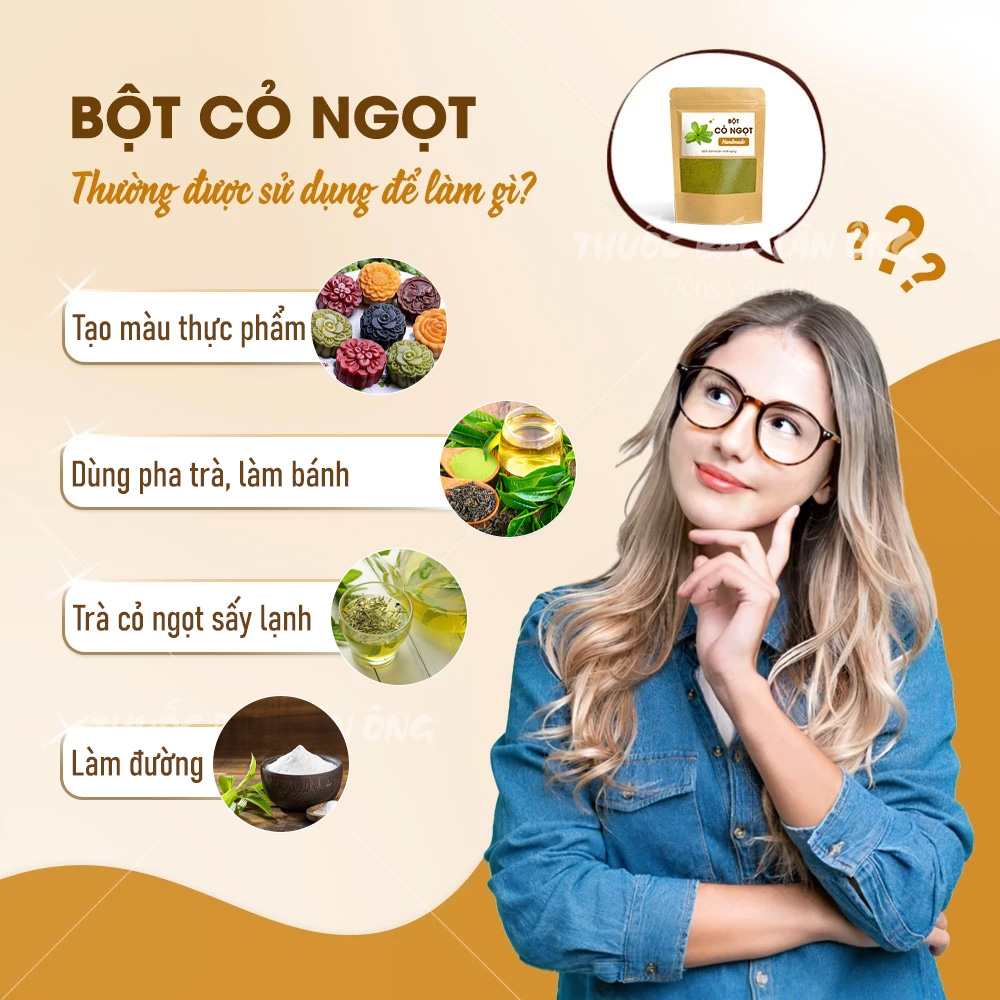 Bột cỏ ngọt sấy lạnh 100g, nguyên chất, đường dành riêng cho người ăn kiêng, tốt cho sức khỏe - Lãn Ông