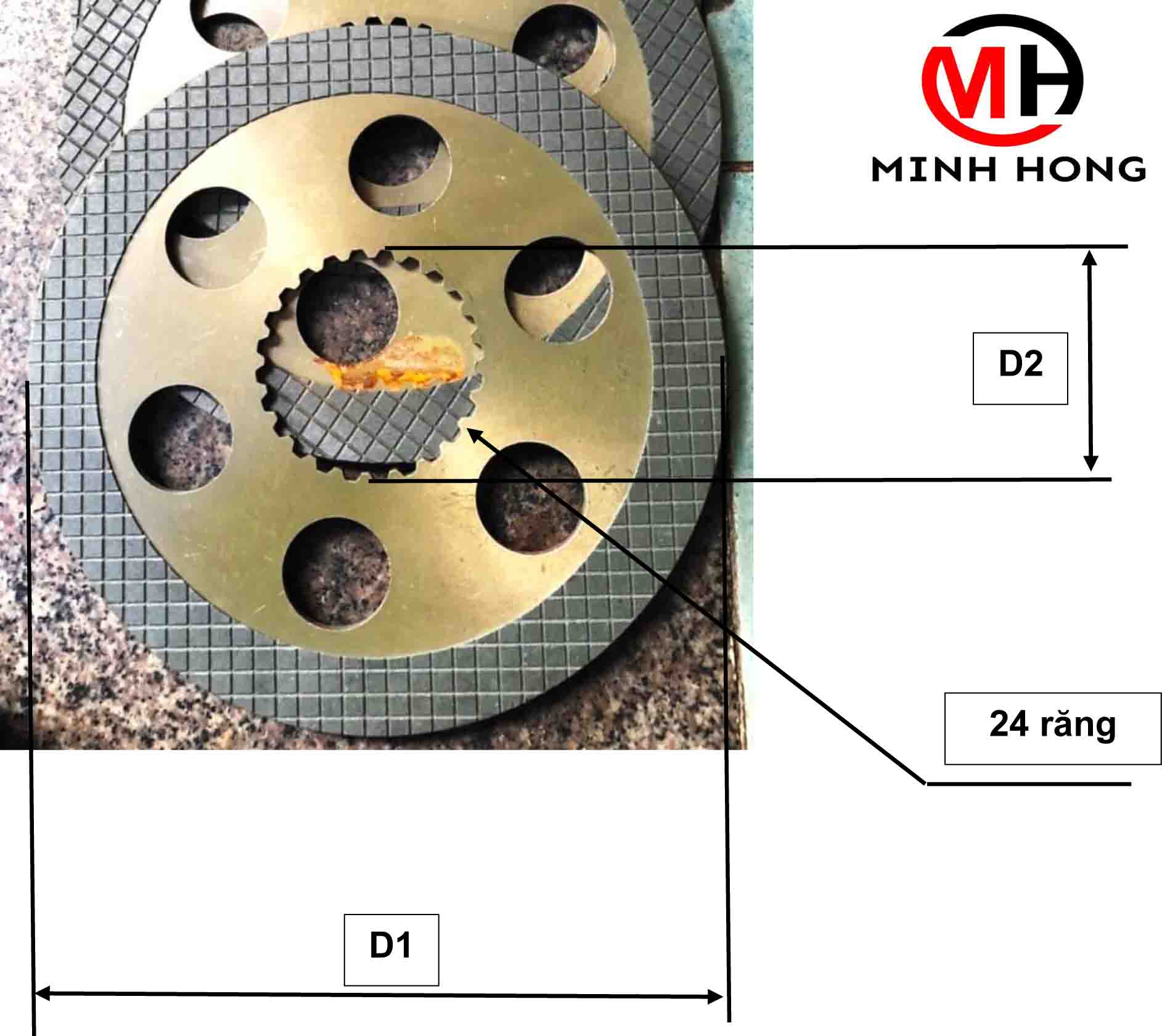 Lá bố thắng ( lá phanh) máy cày HINO E324 (24 răng x 200mm)