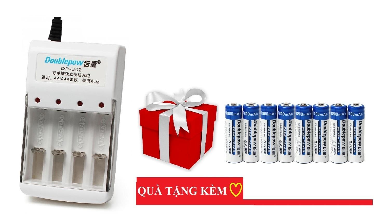Combo Bộ sạc B02 tặng kèm 8 pin AA dung lượng 1200mAh chuyên dụng cho micro, điều khiều đồ chơi