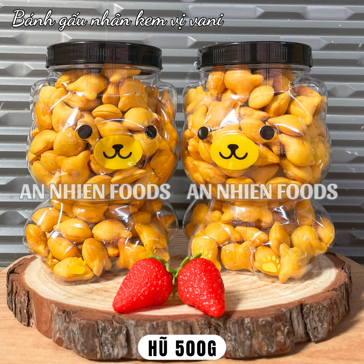 400g- Bánh gấu mix 3 vị (bánh gấu nhân kem,bánh gấu socola,bánh gấu chùm ngây)/ bánh gấu (hũ gấu) {Khối lượng tịnh, không tính bao bì}