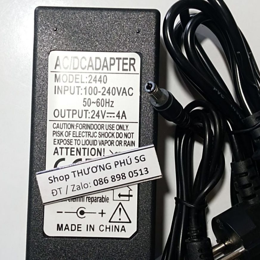 Adapter DC: 24V - 4A (Đầu lớn - Chân cắm 5.5 X 2.1 -- 2.5mm)