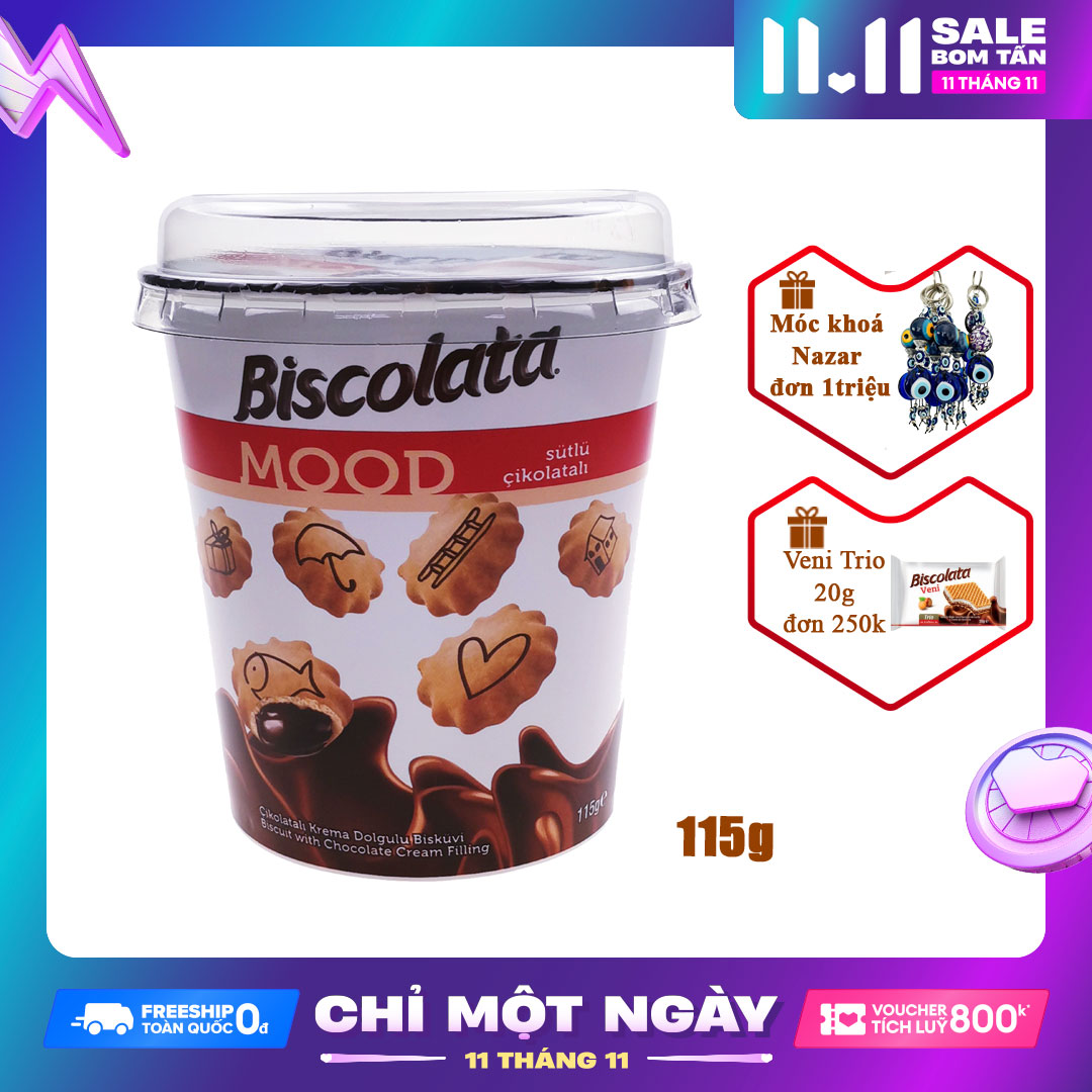 Bánh quy nhân Socola Biscolata Mood 115g