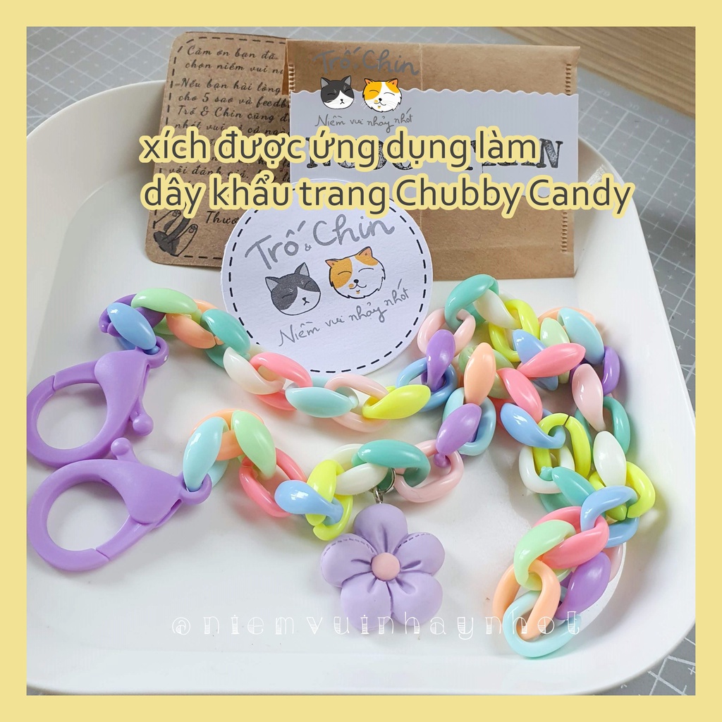 Set 10 mắt xích Chubby sò úp màu pastel size 16*11mm (chọn màu)