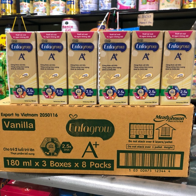 Thùng 8 lốc sữa Enfagrow ( Enfa grow ) A+4 Vanilla (180ml/Hộp) HSD mới - [Bách Hóa Mẹ Hương]