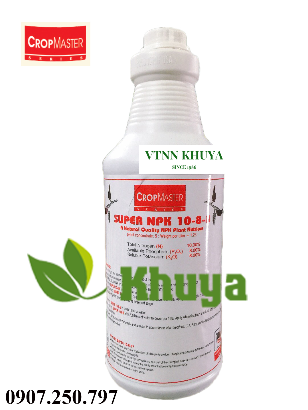 Phân bón lá Super NPK 10-8-8 chai 1 lít Phát triển nhanh Đẻ nhánh khỏe