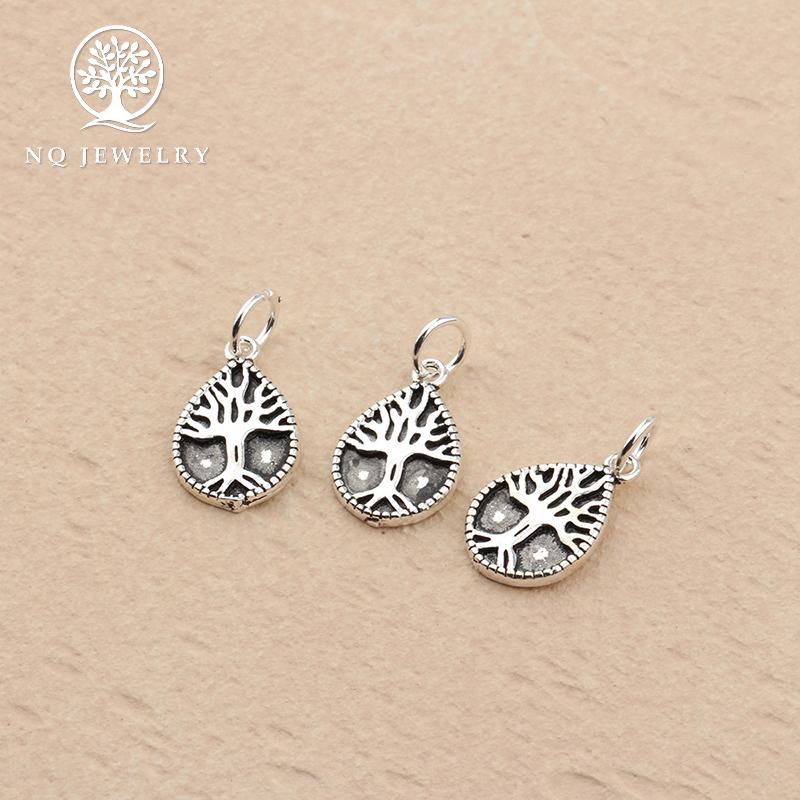 Charm bạc giọt nước hình cây treo 14.8x9.6x1.5mm - nq jewelry