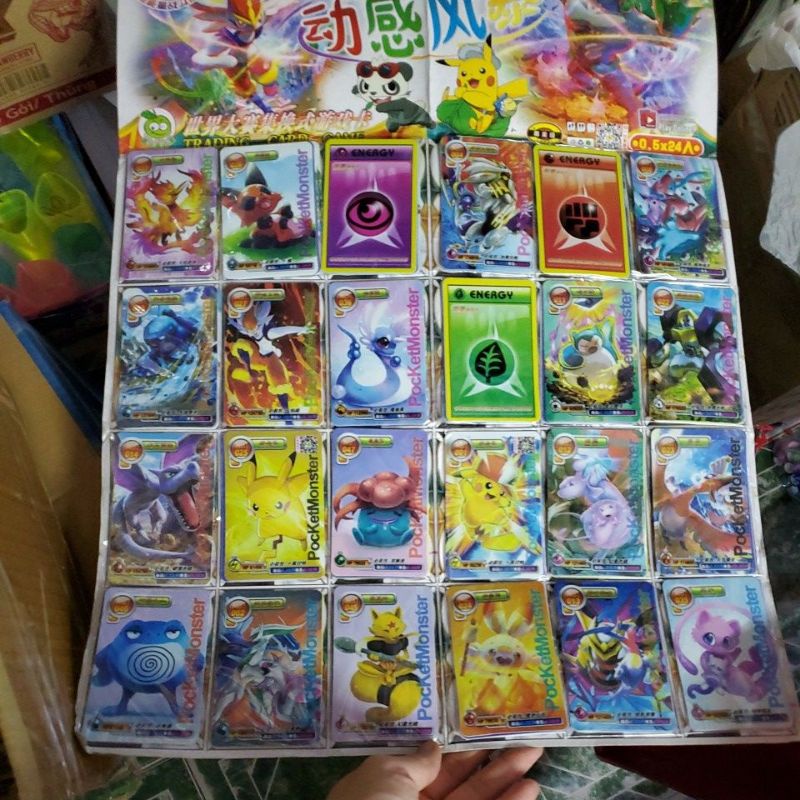 THẺ BÀI POKEMON - Vỉ 5 thẻ bài pokemon lụa (nhựa dẻo)