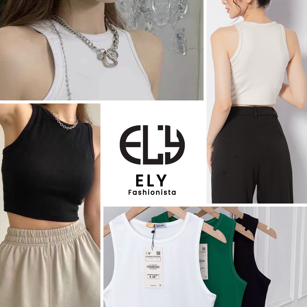 Áo Ba Lỗ Croptop Ôm Body Kiểu Dáng Basic Cộc Tay Co Giãn Tốt ELY206