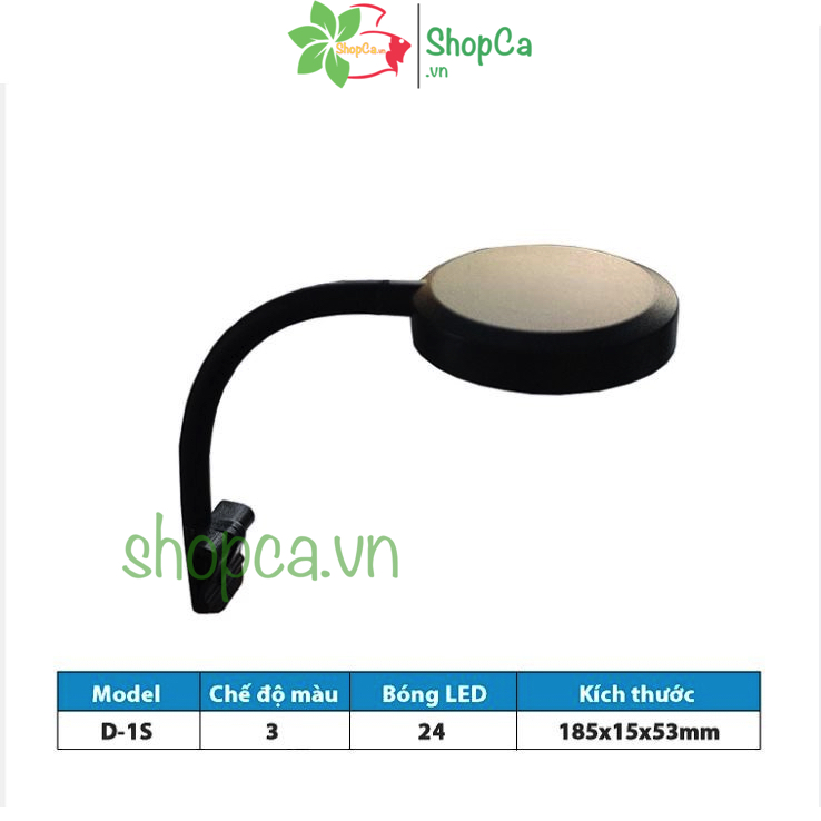 Đèn led kẹp mini Jeneca D1s kẹp miệng kính cho bể cá cảnh (3 chế độ màu)