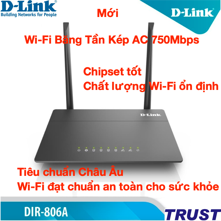 [HCM] D-Link Bộ Phát Wi-Fi Băng Tần Kép AC750 750Mbps DIR-806A (Đen) - Bảo Hành 24 Tháng