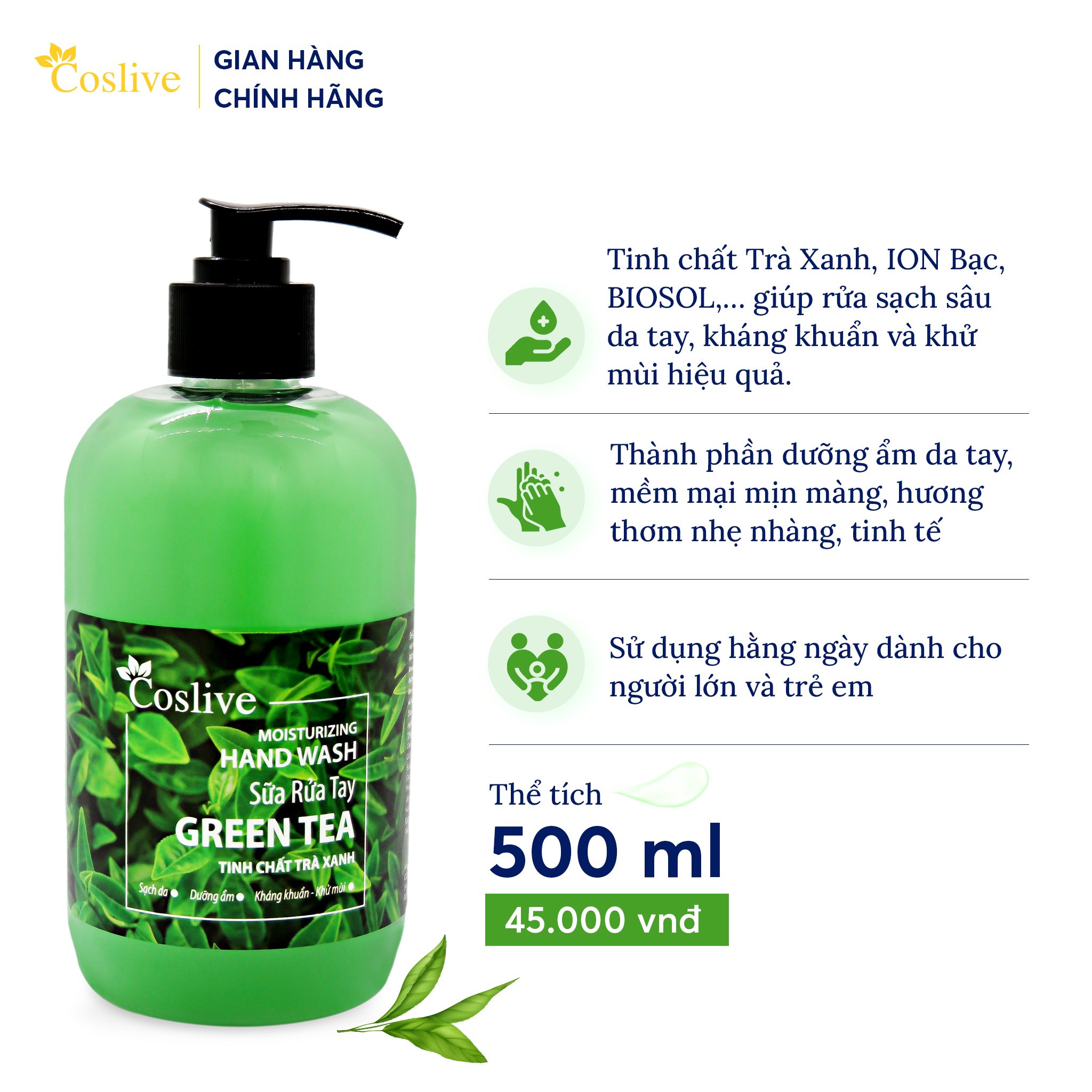 [HCM]SỮA RỬA TAY TRÀ XANH 500ML