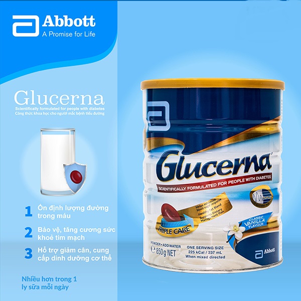 SỮA BỘT GLUCERNA ÚC 850g - dành cho người tiểu đường
