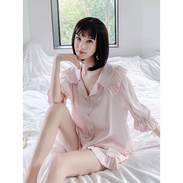 Bộ ngủ lụa dài tay cao cấp Eleni ( DT03) ⚡️FREE SHIP⚡️