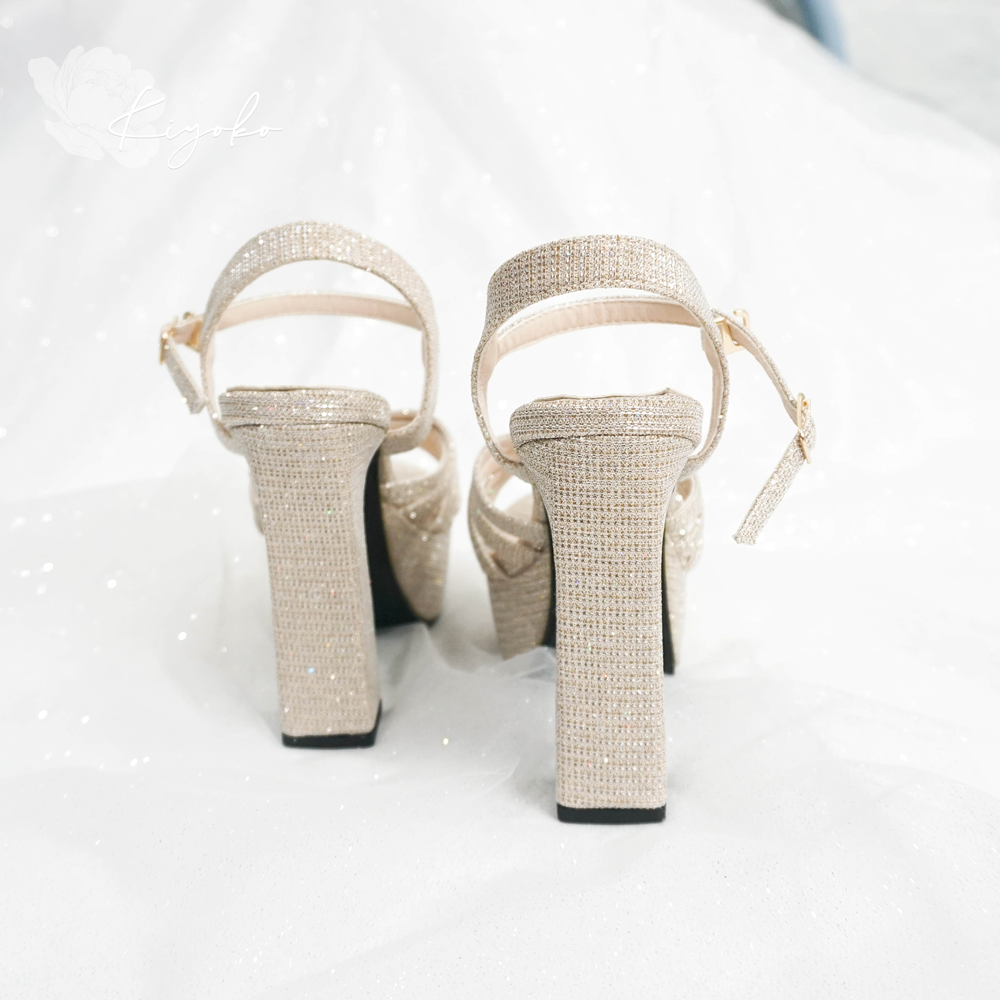 [HCM]Giày cưới Kiyoko sandal lấp lánh cao gót 13cm