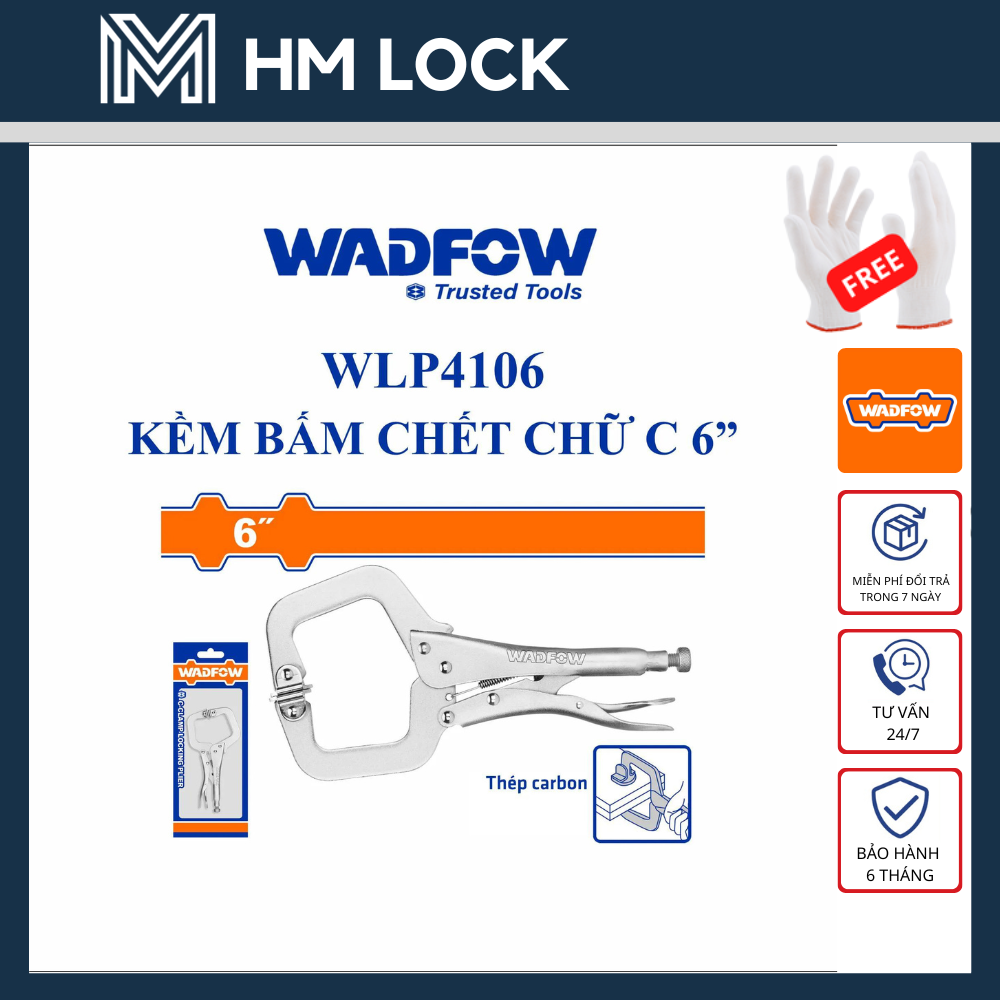Kềm bấm chết chữ c 6, 11 inch wadfow - hàng chính hãng - wlp4106 - wlp4111 - hm lock