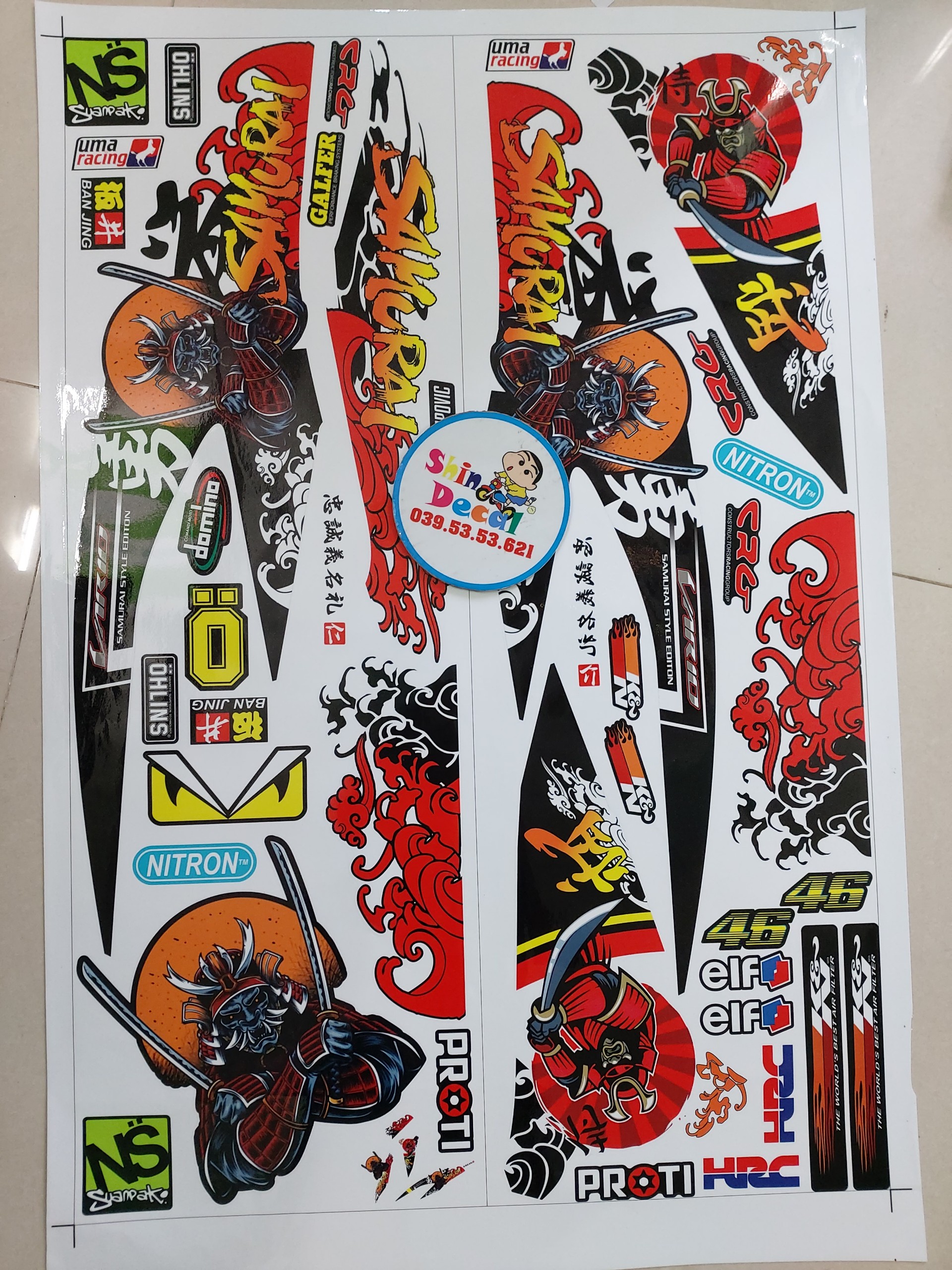 [HCM]Tem xe vario samurai dán xe trắng
