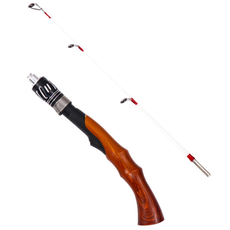 Imitation Wood Grain Ice Fishing Rod Soft Tip Raft Fishing Rod 55CM