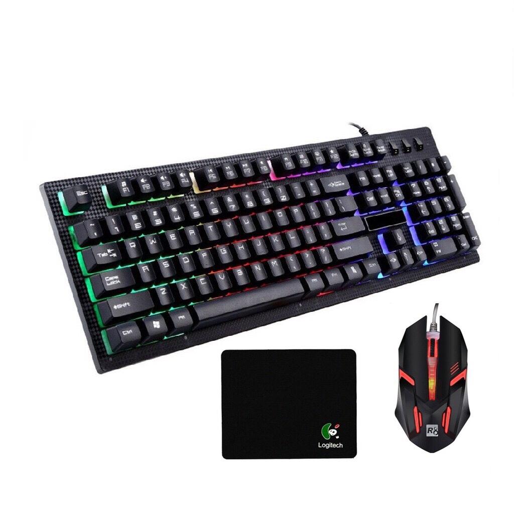 [HCM]BỘ BÀN PHÍM GIẢ CƠ CHUYÊN GAME G20 VÀ CHUỘT R8 1602 LED 7 MÀU + TẶNG LÓT LOGITECH