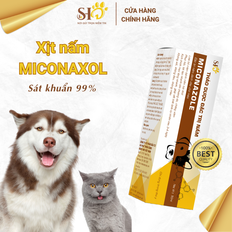 Xịt nấm thảo dược MICONAZOLE tái tạo mọc lông nhanh lành vết thương cho chó mèo 50ml
