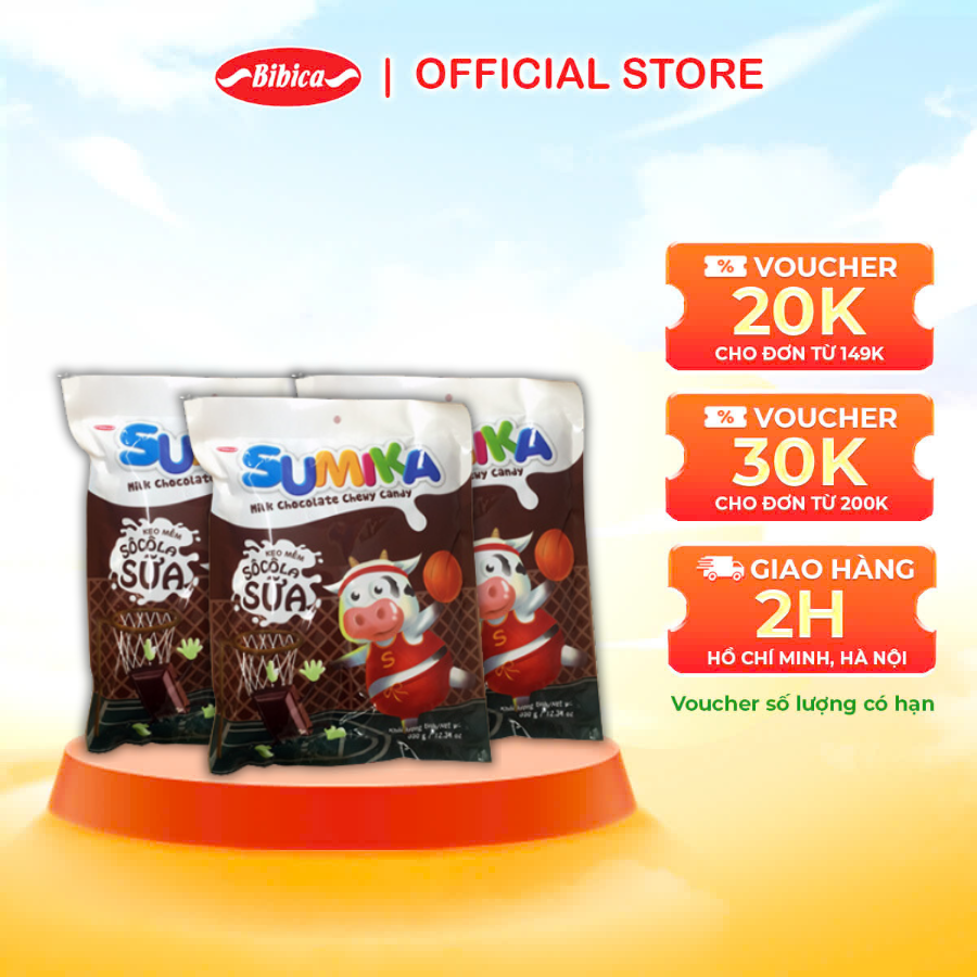 Combo 3 Kẹo Mềm Sumika Socola Sữa Bibica 70g