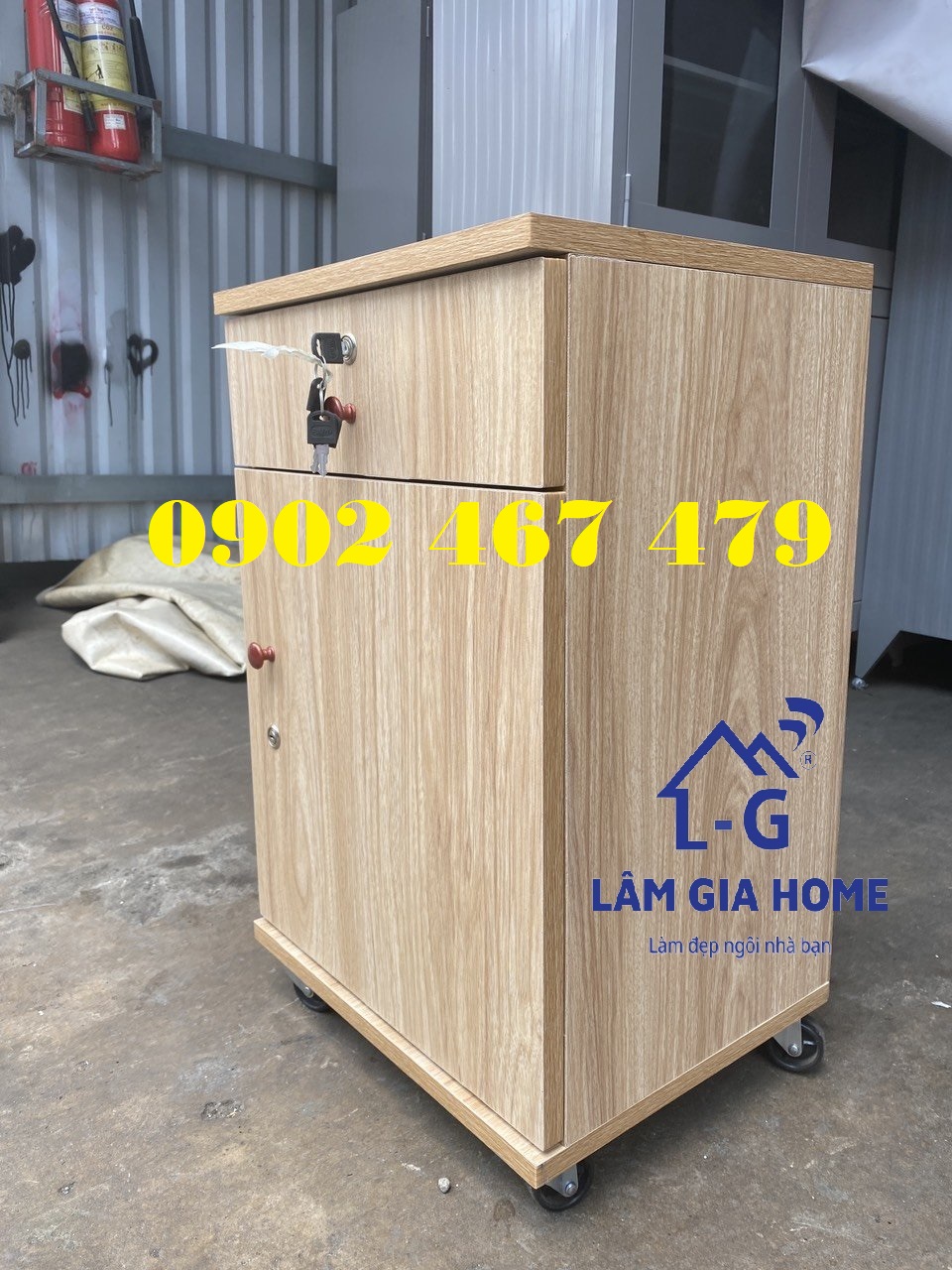 TỦ ĐẦU GIƯỜNG GỖ ÉP 2 HỘC CÓ KHÓA