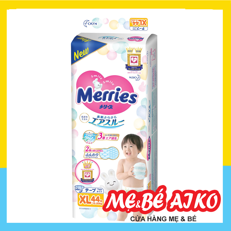 Tã dán merries size xl 44 miếng cho bé từ 12 - 20 kg