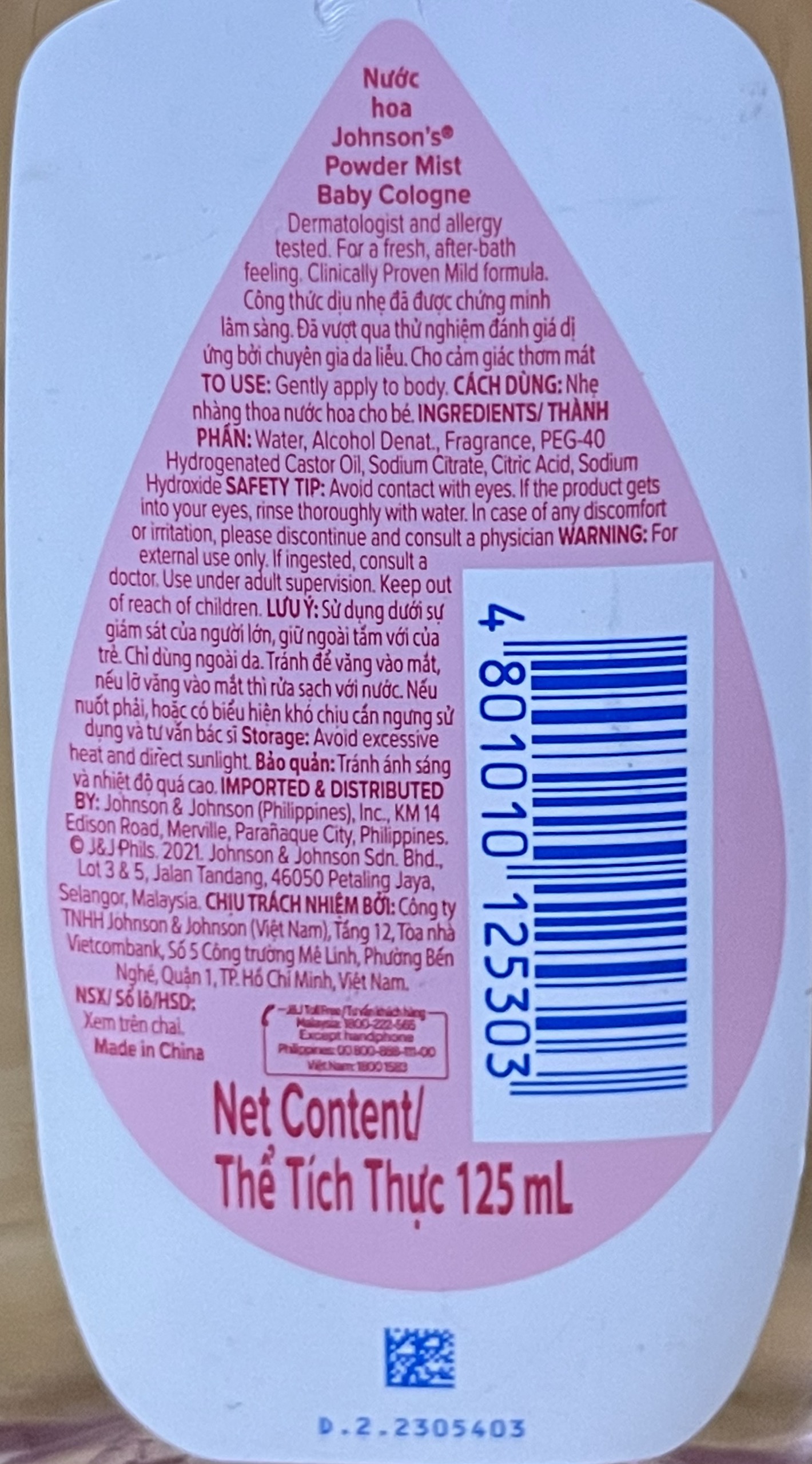 Nước hoa Johnson's 125ml - BACH HOA HV