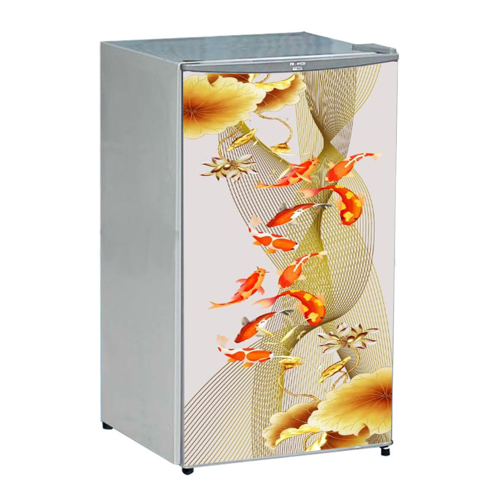 [HCM]Decal dán trang trí tủ lạnh - Hoa sen Cá chép- Chất liệu cao cấp