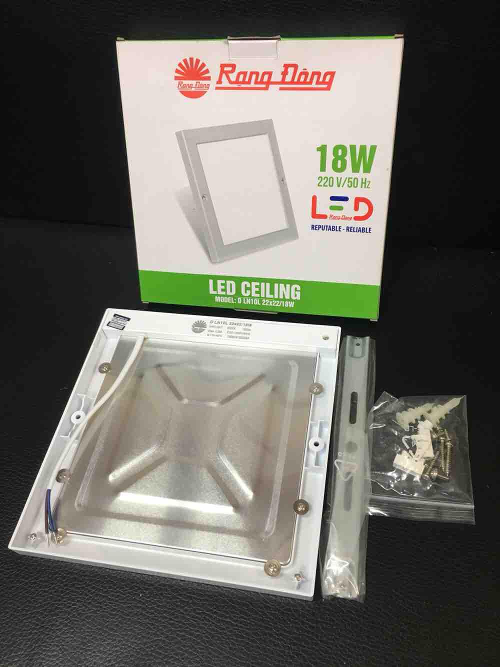 Đèn led ốp trần 18w Rạng Đông vuông 220mm