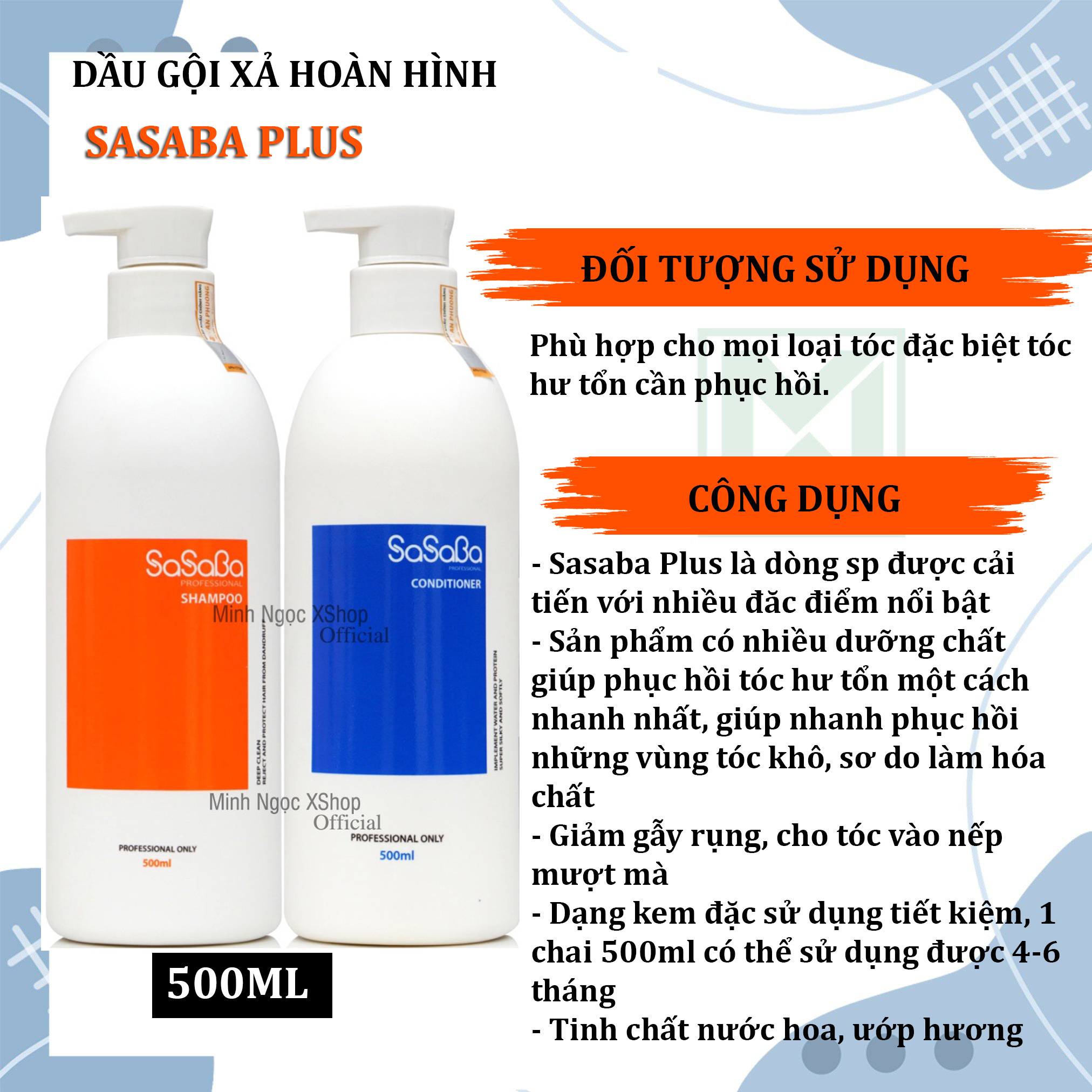DẦU GỘI HOÀN HÌNH SASABA PLUS 500ML CHÍNH HÃNG