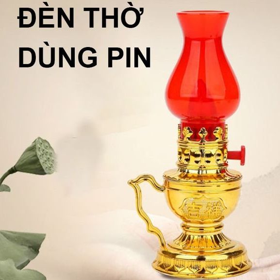 (Bán chạy nhất) Bộ Đèn thờ cúng kiểu đèn dầu dùng pin, đèn để bàn thờ, đèn thờ phật- Đèn thờ - Đèn cúng oan toàn cho người lớn và trẻ em tặng kèm pin