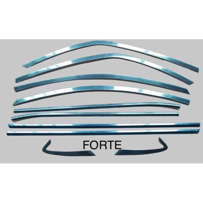 Nẹp viền chân kính, cong kính xe Kia Forte 208- 2013 - Bản sedan- Hàng inox cao cấp