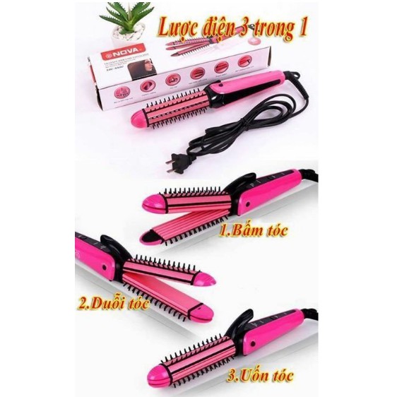 Máy làm tóc mini 3 chức năng uốn, duỗi, dập xù nova